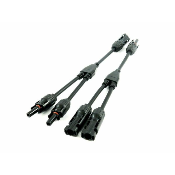 Solarkabel Y 1 zu 2 -Verteiler,1 Paar MC-4 Kabel Solarpanel 1Y2 12AWG Y Solarkabel Stecker Fotovoltaik Kabel Y Stecker,1Y2 Stecker Paar für Solaranlage Steckerfertig(Rot +Schwarz).