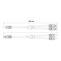 Solarkabel Y 1 zu 2 -Verteiler,1 Paar MC-4 Kabel Solarpanel 1Y2 12AWG Y Solarkabel Stecker Fotovoltaik Kabel Y Stecker,1Y2 Stecker Paar für Solaranlage Steckerfertig(Rot +Schwarz).