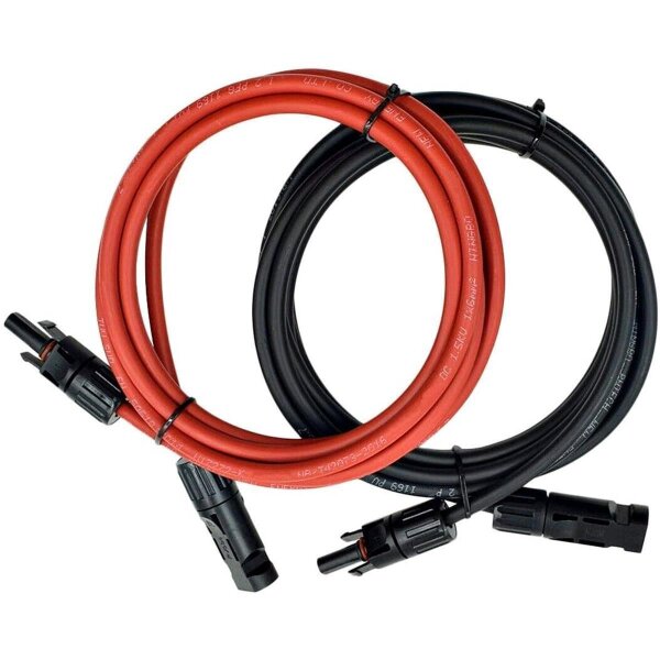 Solarkabel MC4 Stecker 10 Meter Länge rot und schwarz 4mm² inkl. montierter Solarstecker 1 Paar schwarz und rot